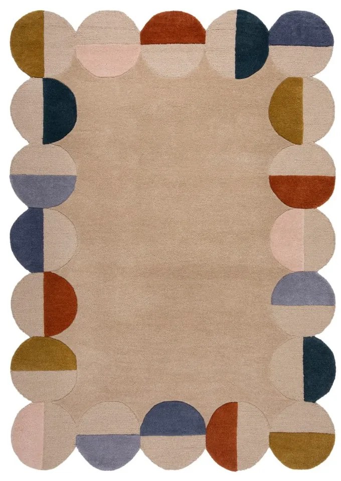 Béžový ručne tkaný vlnený koberec 120x170 cm Mia Scallop Frame – Flair Rugs