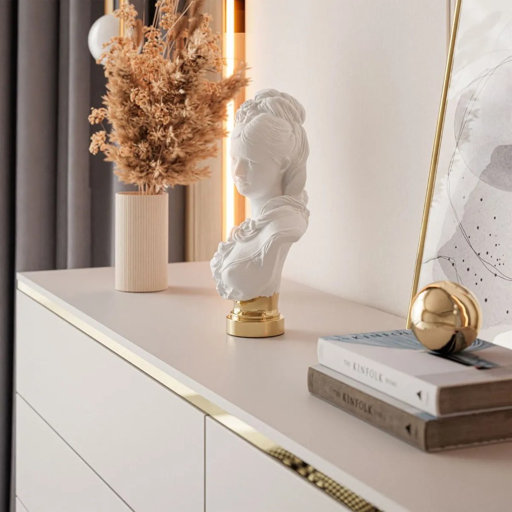 KOMODA NESSIE TROJDVEROVÁ NA ŠIKMÝCH NOŽIČKÁCH KAŠMÍR + ZLATÁ 140 cm