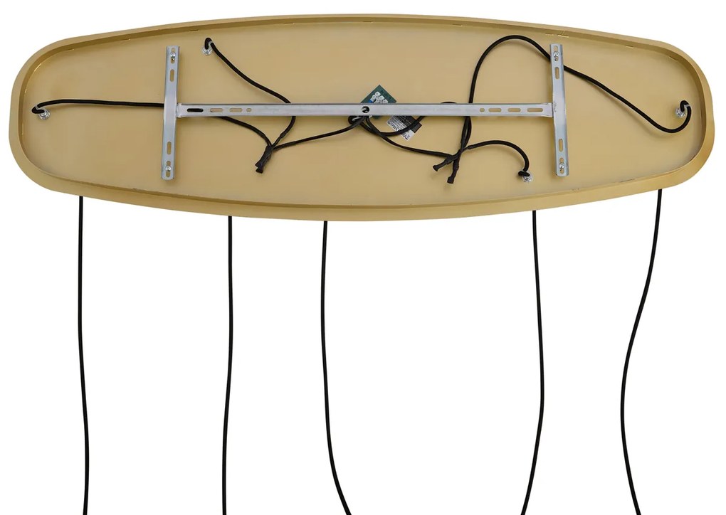 Hotelová elegantná závesná lampa mosadzná s jantárovým sklom 5-svetiel - Gus