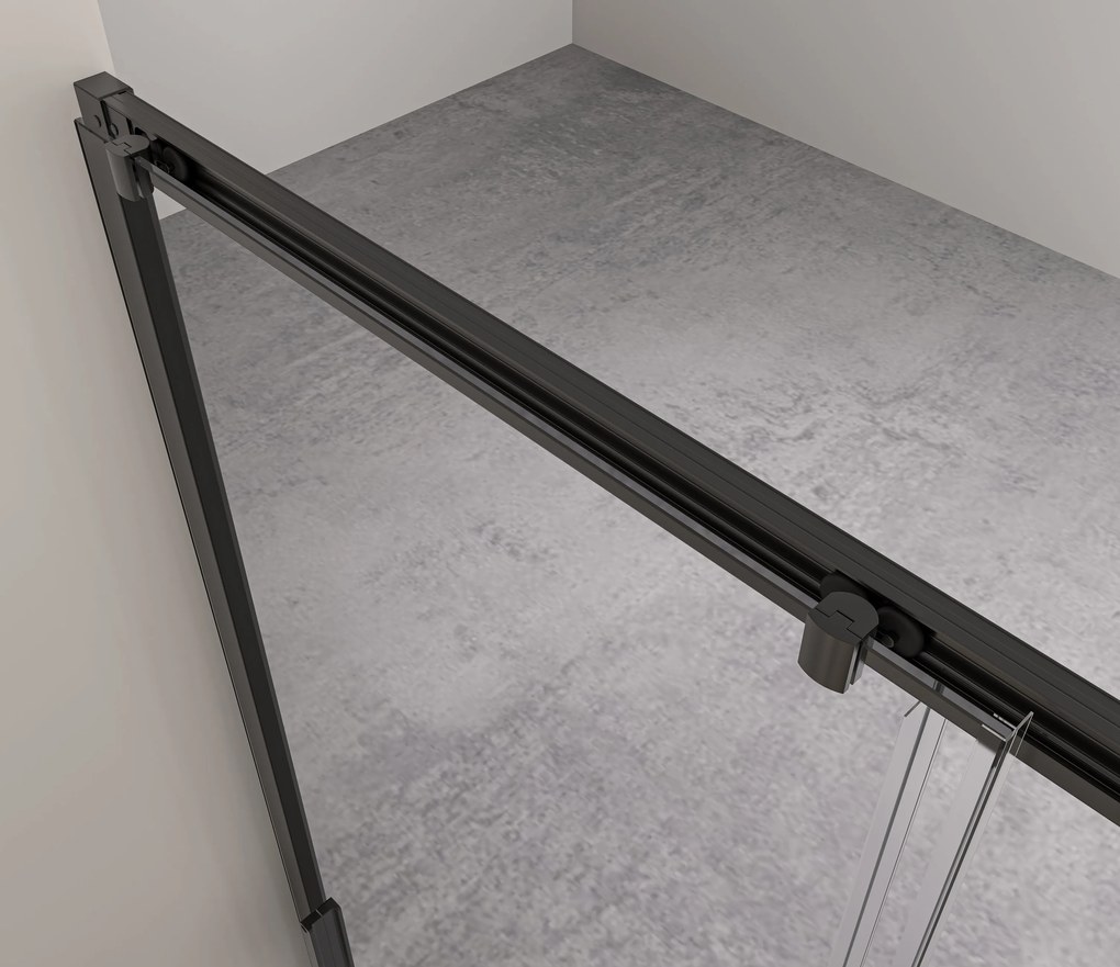 Cerano Varone, sprchové posuvné dvere 140x195 cm, 6mm číre sklo, čierna matná, CER-CER-478099