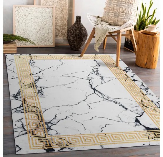 Dywany Łuszczów, Kusový koberec ANDRE Marble 1126, 160x220, biela, chodba / predsieň