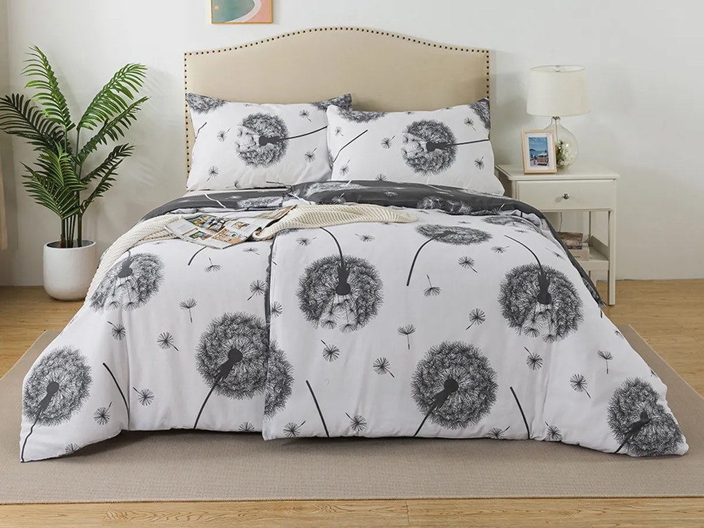 XPOSE® Predĺžené bavlnené obliečky PÚPAVY DUO - sivé/biele