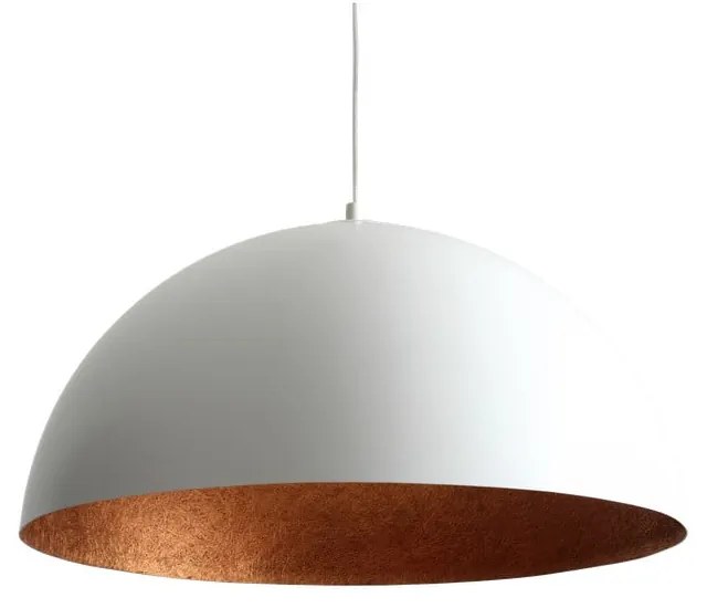 Biele závesné svietidlo s detailom v medenej farbe CustomForm Lord, ø 50 cm