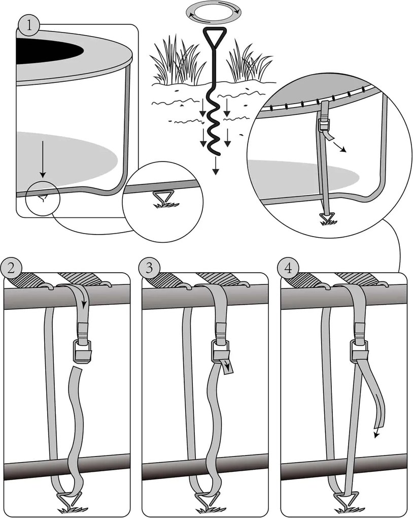 Sada kotiev do zeme, 4ks, 42,5x8,5cm, strieborná Monzana
