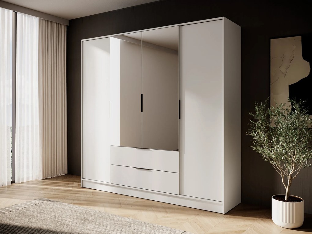 Šatní skříň Kelly 4D 206 cm se zrcadlem kašmír
