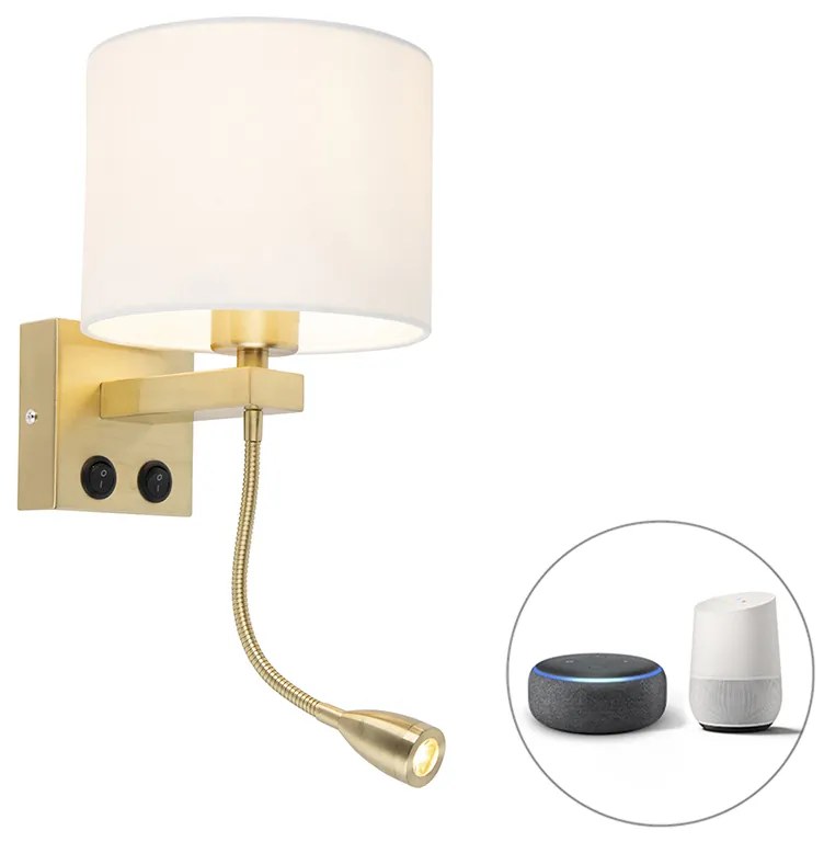 Inteligentná nástenná lampa zlatá s bielym tienidlom vrátane Wifi A60 - Brescia