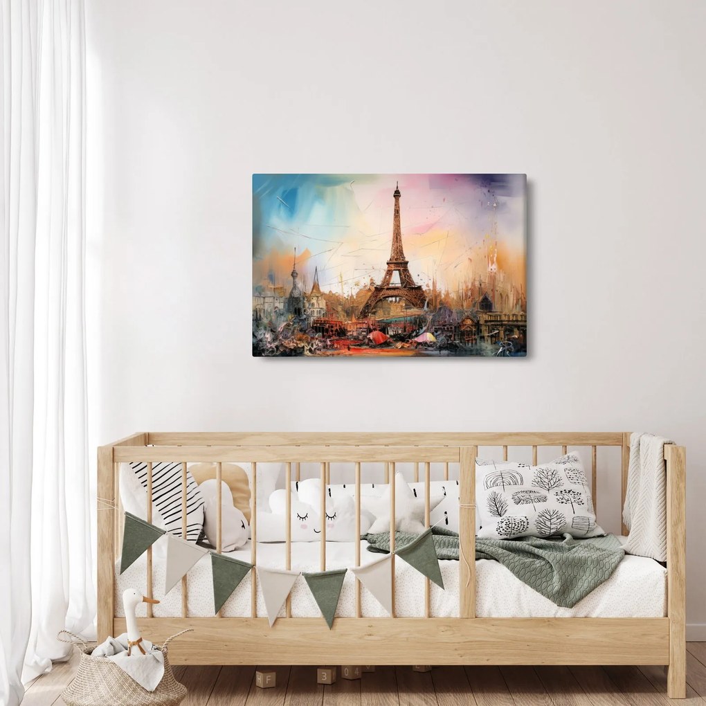 Obraz - Maľba Eiffelovej veže (90x60 cm)