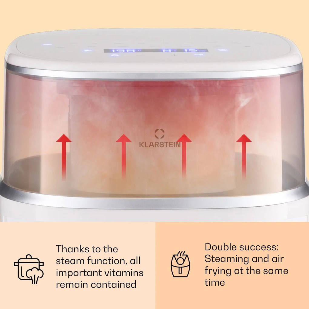 Klarstein Air Bloom, teplovzdušná fritéza, 1500 W, 7,5 l, 16 programov, s funkciou naparovania