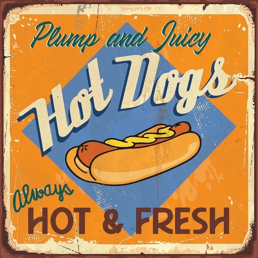 Ceduľa Hot Dogs - Hot &amp; Fresh