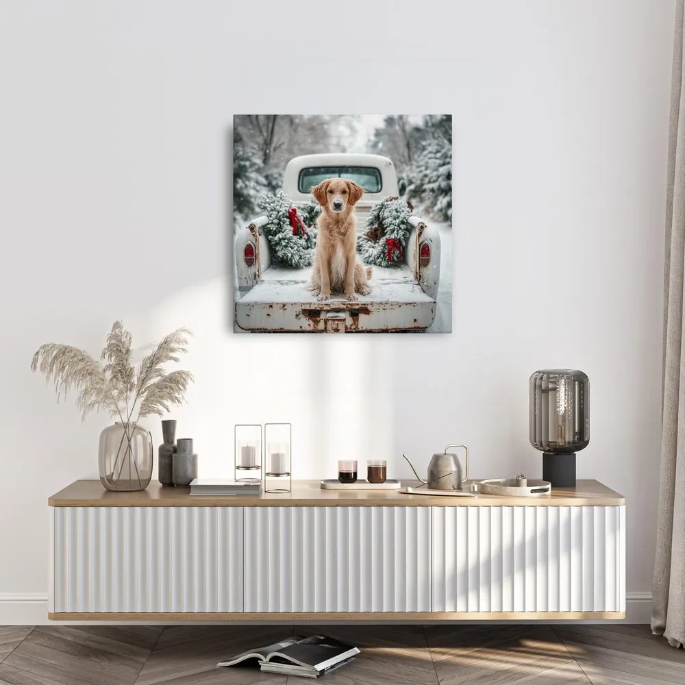 Vianočný obraz roztomilý pózujúci pes