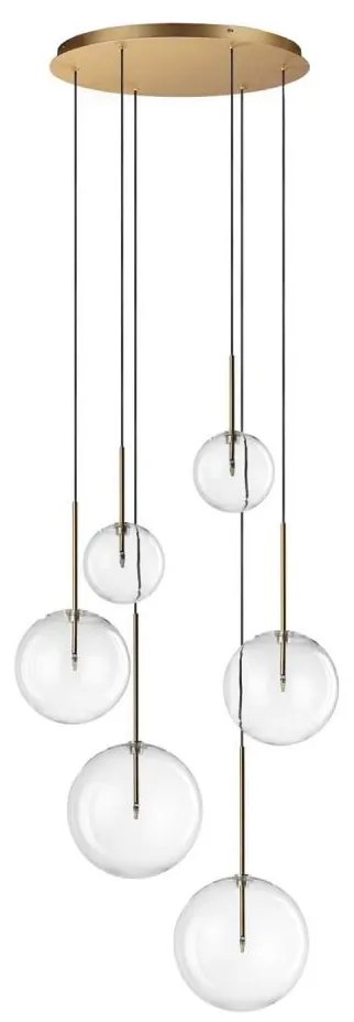 Ideal Lux - LED Luster na lanku EQUINOXE 6xG4/2W/230V pr. 65 cm mosadz/číra