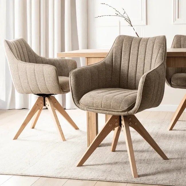 Otočná jedálenská stolička Imola – Hnedá / Dub