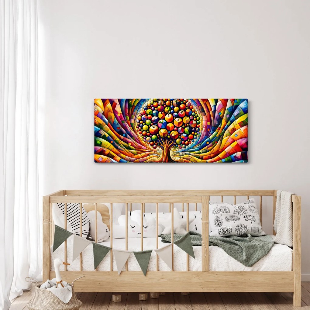 Obraz – Farebný strom s jablkami (120x50 cm)