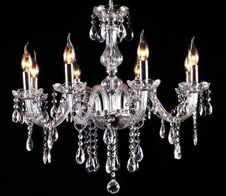 Toolight - Krištáľový závesný luster 8xE14 60W, strieborná, OSW-04600