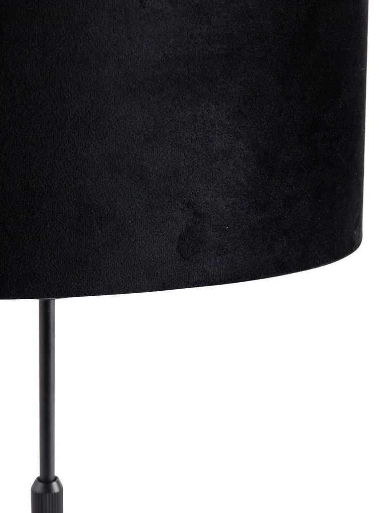 Stolová lampa čierna s oválnym zamatovým tienidlom čiernym 35 cm - Parte