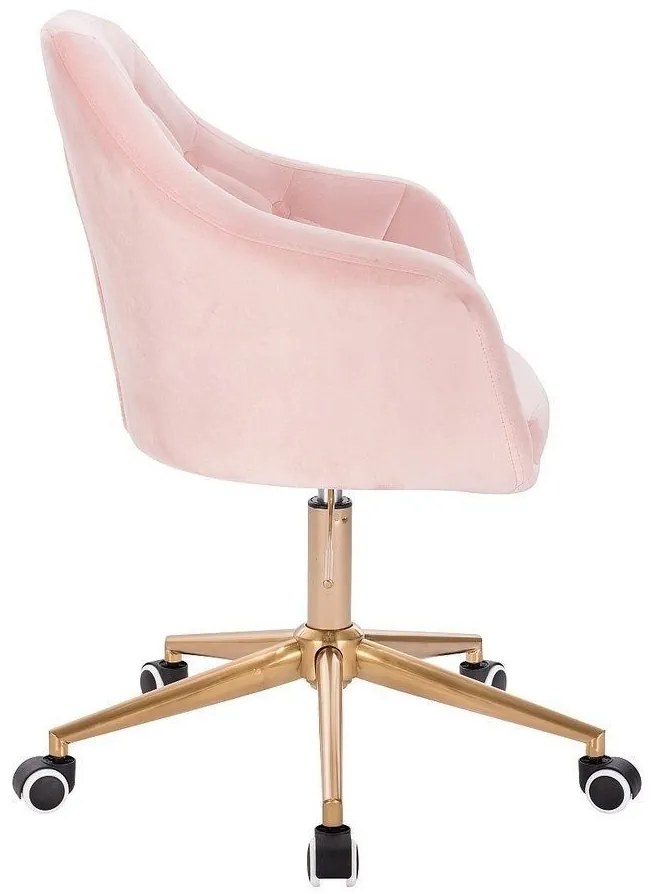 LuxuryForm DESIGN Kreslo ANDORA VELUR na zlatej podstave s kolieskami - svetlo ružové
