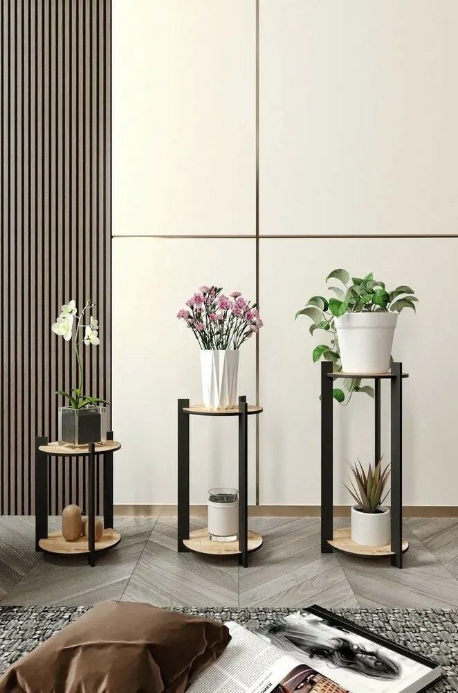 Stojan na kvety Flower Desk Round - Oak