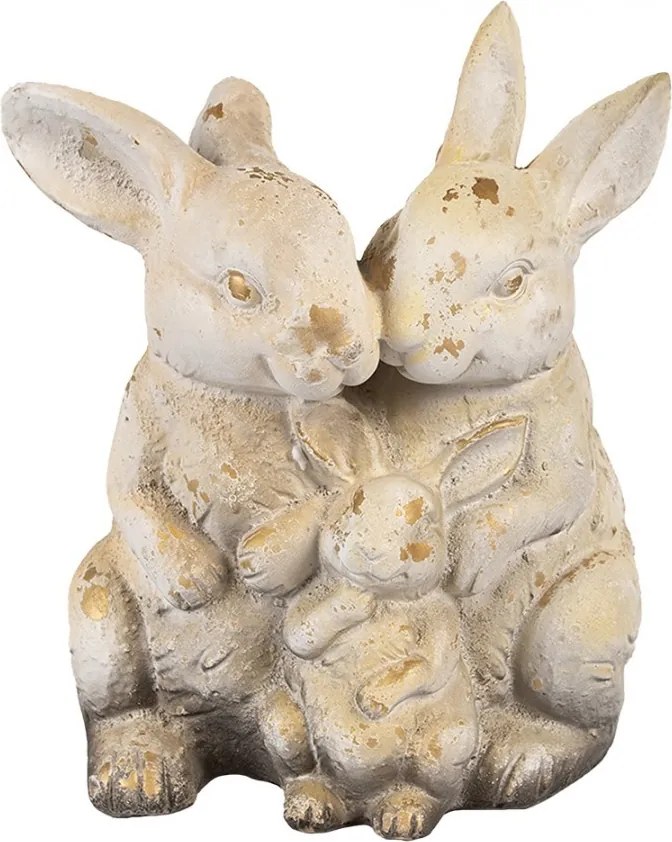 Béžovo-hnedá dekoratívna figúrka zajačikovia rodinka - 26*18*33 cm