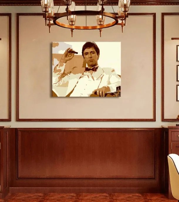 Najväčší mafiáni na plátne Scarface - Tony Montana fajčiaci cigaru | rôzne rozmery