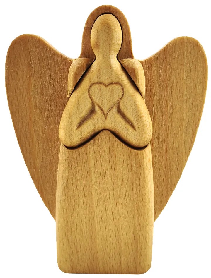 AMADEA Drevený anjel, masívne drevo, výška 10 cm