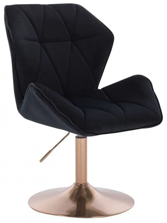LuxuryForm DESIGN Stolička MILANO MAX VELUR na zlatom tanieri - čierna