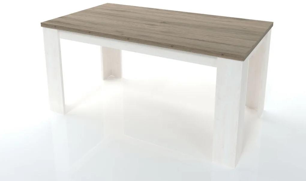 Jedálenský stôl  RENDY 156 cm biely smrek + dub san tropez