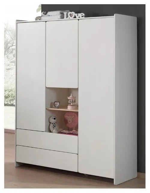 Biela detská šatníková skriňa Vipack Kiddy, 137,8 x 190 cm