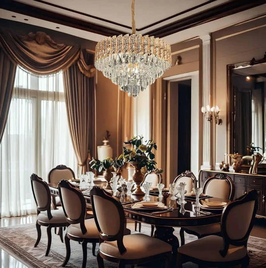 Toolight Toolight, krištáľové stropné svietidlo 50cm, 7xE14, G054-CP, zlatá, OSW-08948