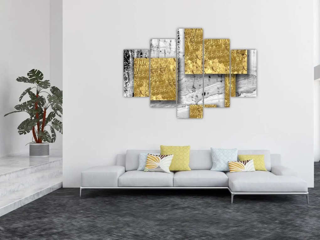 Obraz - Zlaté štvorce N⁰3 (150x105 cm)
