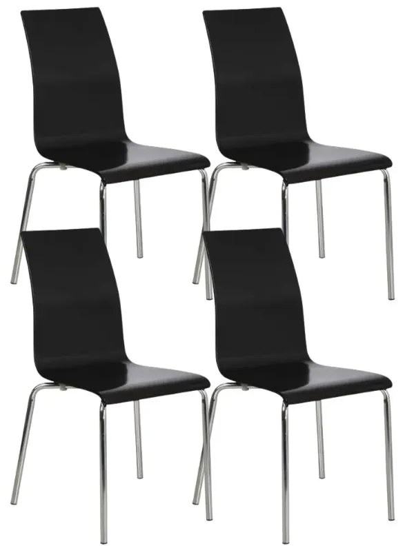 Drevená jedálenská stolička BELLA, čierna, balenie 4 ks