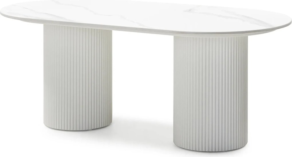 Konferenčný stolík Apulias 120 cm biely/mramor