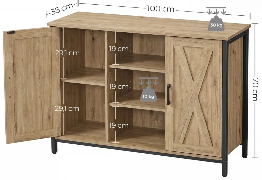 Komoda TAYLOR ARTISAN s otvorenými policami, 100x70cm