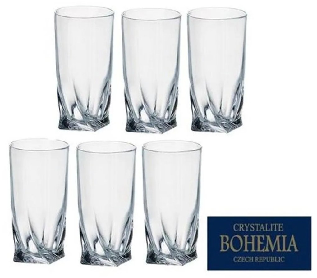 Pohár na vodu 350ml long 6ks sklo QUADRO BOHEMIA KLC