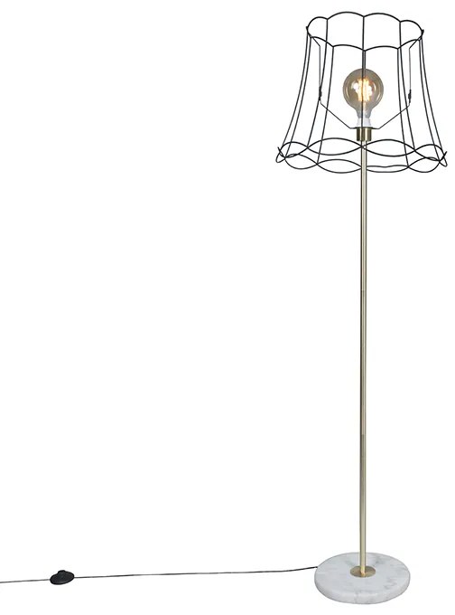 Retro stojaca lampa mosadz s rámom Granny čierny 45 cm - Kaso