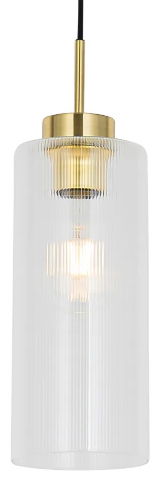 Art Deco závesné svietidlo zlaté so sklom - Laura