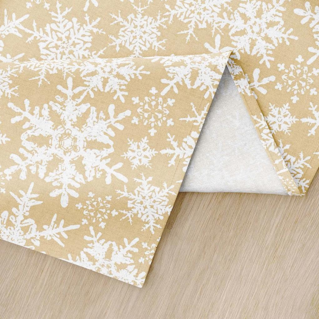 Goldea vianočný hranatý obrus 100% bavlna - snehové vločky na zlatom 120 x 160 cm