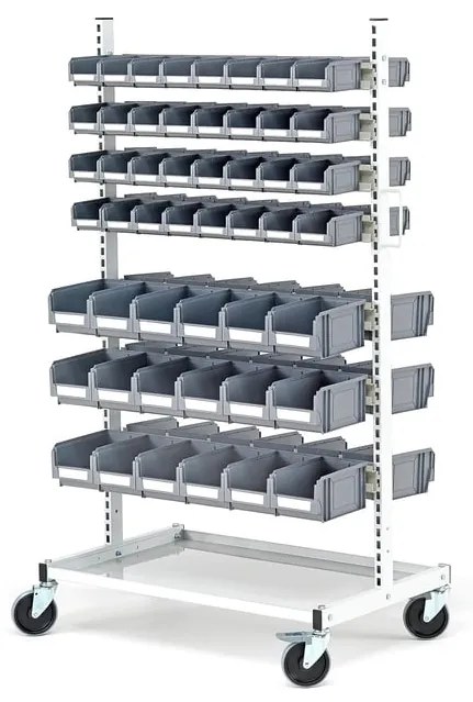 Mobilný stojan na náradie s boxami, 100 plastových boxov, 1650x925x606 mm