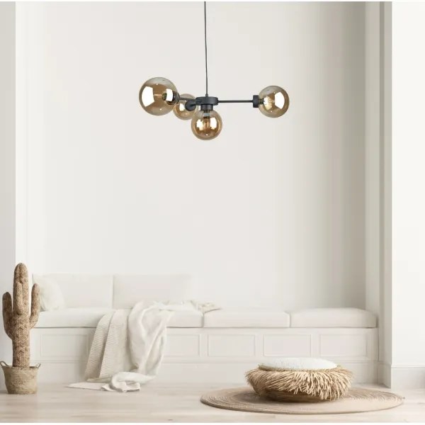 Luster na lanku KALIOPE II 4xE14/50W/230V čierna/dymová béžová