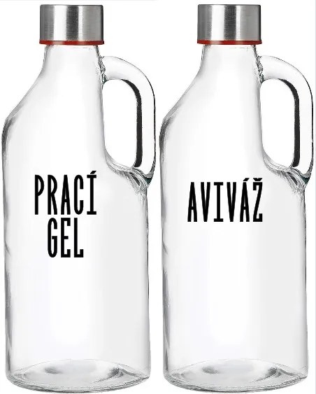 Sklenená fľaša na mlieko / olej / aviváž, s rúčkou a uzáverom so závitom, 1,15 l