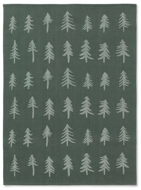 Ferm Living Vianočná bavlnená utierka Dark Green Tree