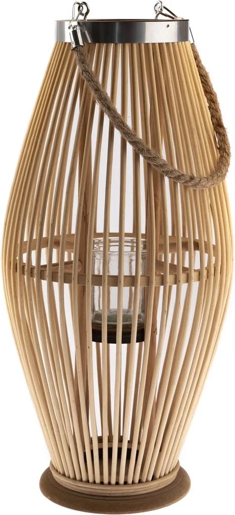 Bambusový lampáš so sklom Delgada, 29 x 59 cm, prírodný