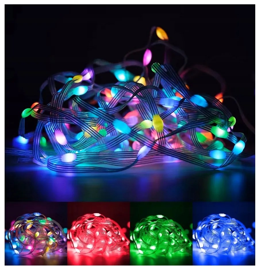 ECOLIGHT Osvetlenie vianočného stromčeka IP65 RGB LED pásik 10m 200led