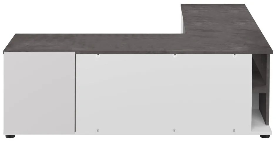 Sivo-biely TV stolík v dekore betónu 130x46 cm Angle – TemaHome