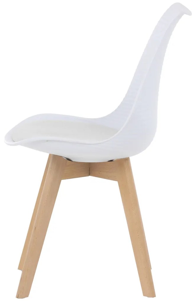 Autronic - Židle jídelní, bílá plastová skořepina, sedák bílá látka, masiv přírodní buk - CT-X7056 WT AKCE