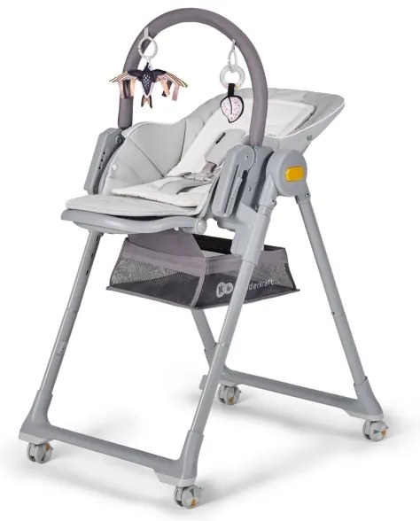 KINDERKRAFT - Detská jedálenská stolička 2v1 LASTREE šedá