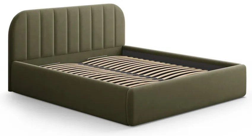 Zelená čalúnená dvojlôžková posteľ s úložným priestorom s roštom 140x200 cm Juno – Windsor & Co Sofas