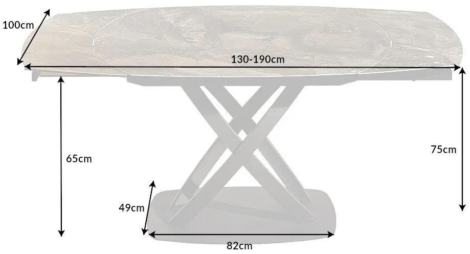 Jedálenský stôl Inceptun 130-190cm tmavomodrý mramorový vzhľad