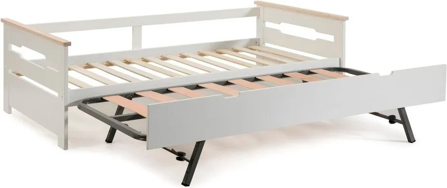 Biela detská posteľ z borovicového dreva s výsuvným lôžkom 90x190 cm Elisa - Marckeric
