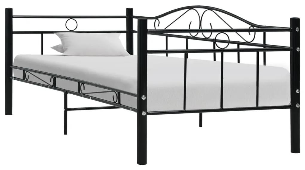 vidaXL Rám dennej postele, čierny, kov 90x200 cm