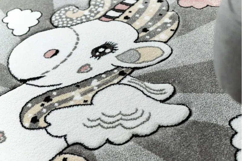 Dywany Łuszczów, Detský kusový koberec Petit Unicorn grey kruh, 160x160 (priemer) kruh, šedá, detská izba